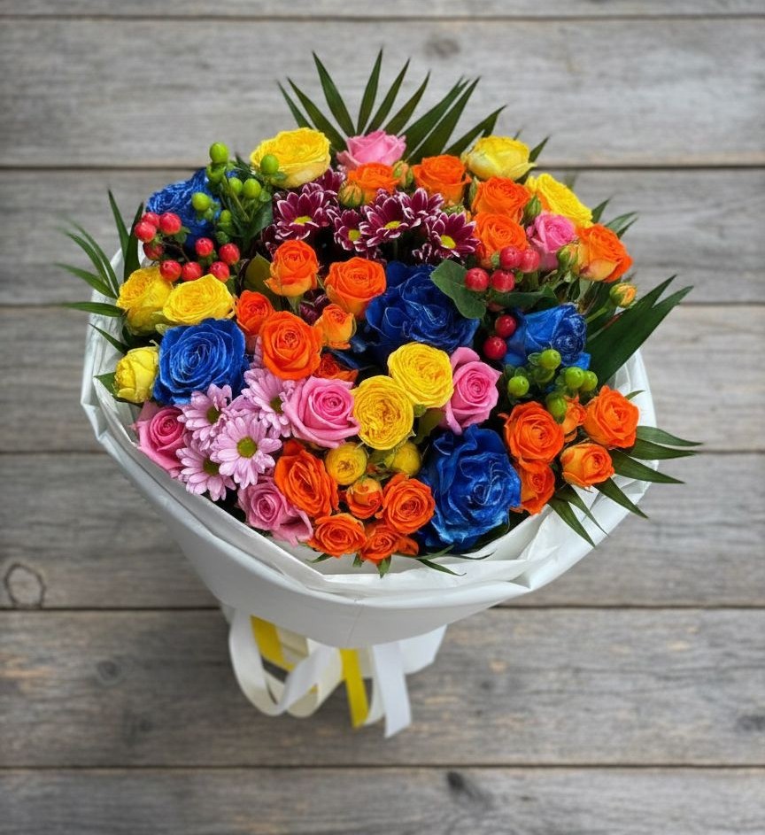 Букет цветов из: Розы и Хризантемы в Дмитриевской