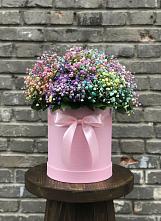 Цветочная композиция из Гипсофила и Розы в шляпной коробке #REPLACE_PRED# Дмитриевской