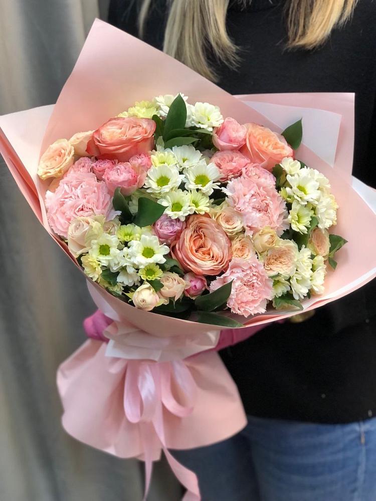 Букет цветов из: Гвоздики, Розы и Хризантемы в Дмитриевской