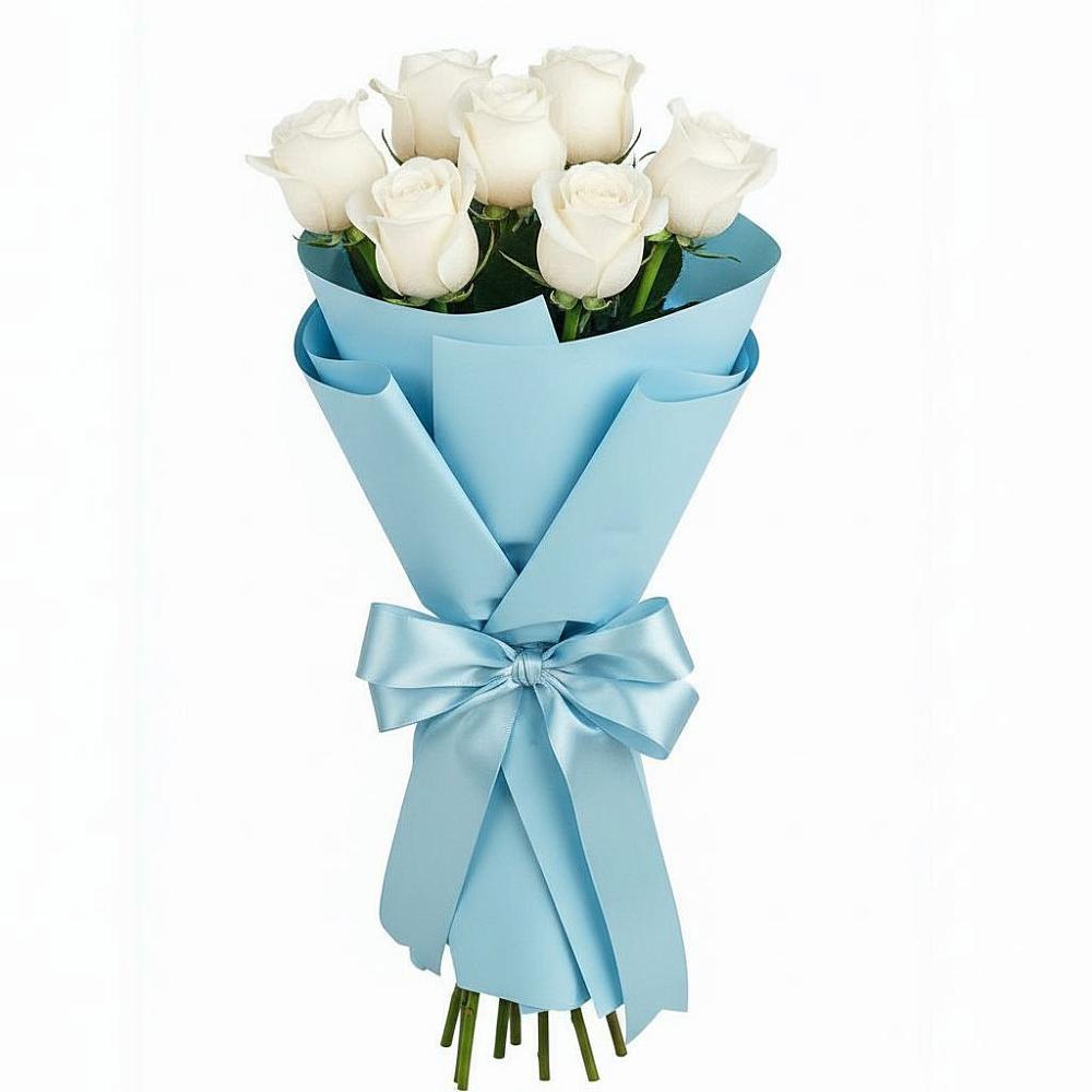 Букет 7 белых роз Проуд в Дмитриевской