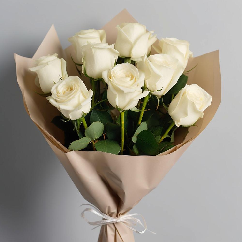 Букет 9 Белых роз Эдлесс Лав в Дмитриевской