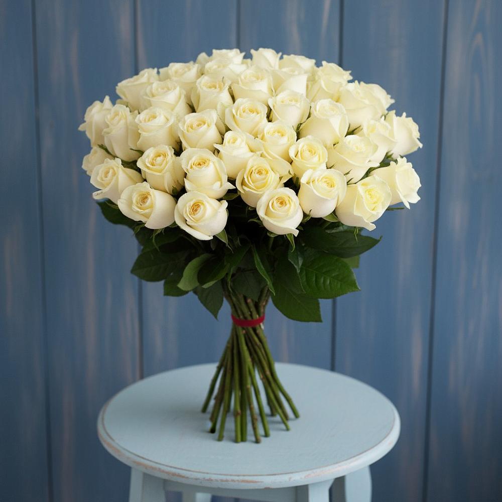 Букет 51 Белая роза Эдлесс Лав в Дмитриевской