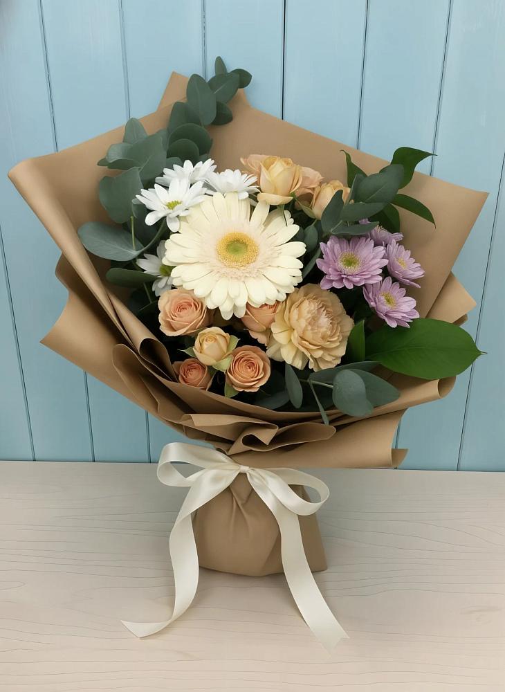 Букет цветов из: Герберы и Хризантемы в Дмитриевской