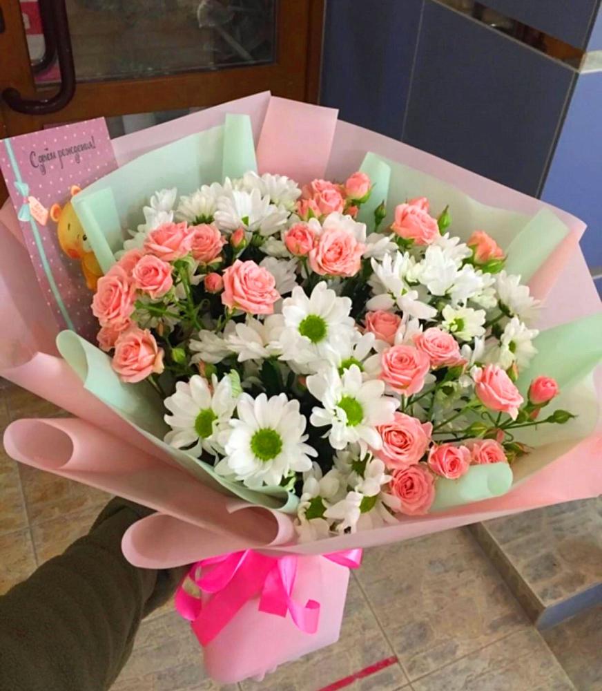 Букет цветов из: Розы и Хризантемы в Дмитриевской