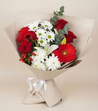 Букет цветов из:  Розы, Хризантемы, Герберы и Лилии в Дмитриевской