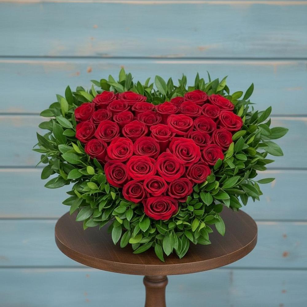 Цветочная композиция из Розы в виде сердца в Дмитриевской