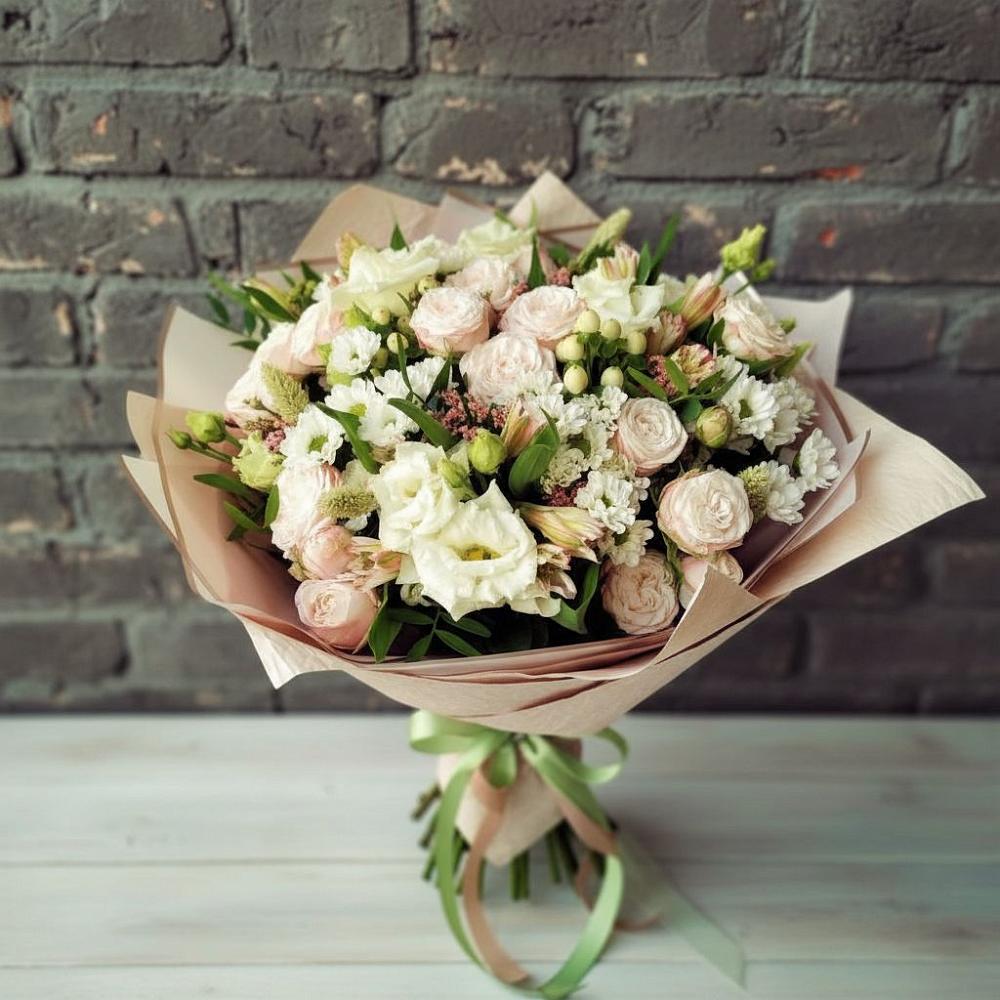 Букет цветов из: Альстромерии, Розы и Хризантемы в Дмитриевской