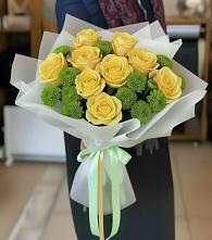 Букет цветов из:  Хризантемы и Розы в Дмитриевской