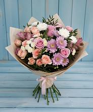 Букет цветов из:  Хризантемы, Розы и Альстромерии в Дмитриевской