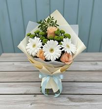 Букет цветов из:  Герберы, Розы и Хризантемы #REPLACE_PRED# Дмитриевской