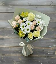 Букет цветов из:  Альстромерии, Розы и Хризантемы в Дмитриевской